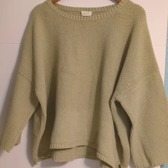 Poetry Sage Green Crew Neck Chuncky Boho Minimalist Sweater Pullover Largenlook - Picture 6 of 6